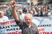 Greek pensioners march in the centre of Athens to protest against the government’s spending cuts
