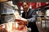 Sanjiv Mehta holds up a box of Director's Blend tea in the East India company store in London