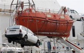 Japanese used car unloaded in the Russian port of Vladivostok