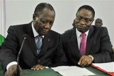 The new President of Ivory Coast and minister Dagobert Bangio discuss economic plans April 15