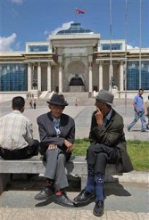 Two Mongolian men in Ulan Bator