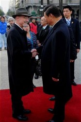 Vice-president of Popular Republic China, Xi Jinping, visits the Monument of General Artigas at Plaza Independencia as part of his official visit to Uruguay on June 8, 2011 in Montevideo, Uruguay.
