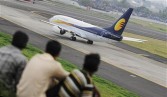 A Jet Airways aircraft prepares for take off at the city airport in Mumbai on September 13, 2009.