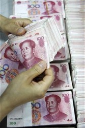 Chinese yuan being counted