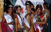 Indians, first runner-up Rani, winner Bobby, second runners-up Ritu and Aparna pose after the finalsthe 'Indian Super Queen' beauty paegant for the transgender community in Mumbai on Feb