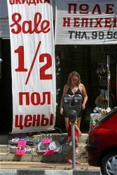Russian language tourist banners in Limassol