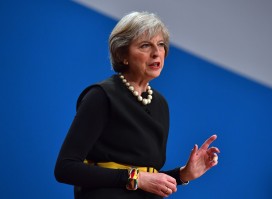 Theresa May addresses the Conservative party conference