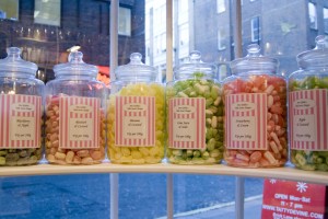 sweets in jars in a sweet shop