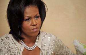 Michelle Obama wearing a J-Crew cardigan -- Getty Images