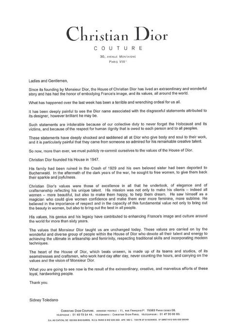 dior statement