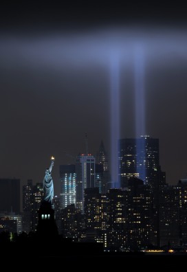 New York skyline on September 11, 2011.
