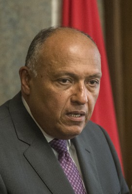 Sameh Shoukry, Egypt's foreign minister, who was visiting Israel last week