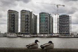 Construction Of Luxury Apartments Along The Thames