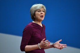 Theresa May addressing the Conservative party conference last week