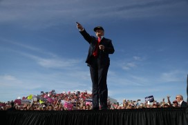 Donald Trump addresses a rally in Sanford, Florida