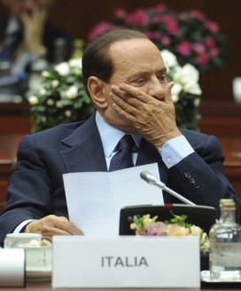 Berlusconi during a meeting of eurozone members on October 23. Geert Vanden Wijngaert/AP