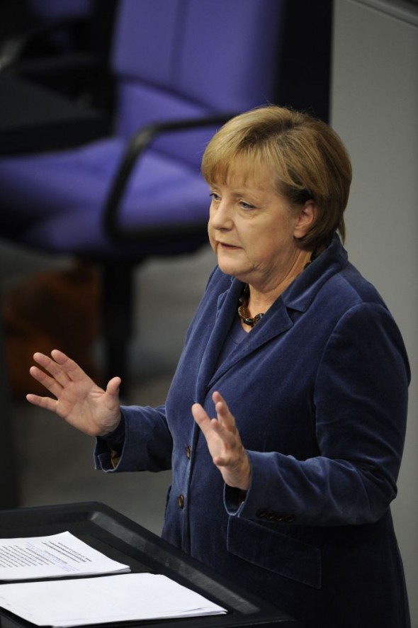 Angela Merkel on Wednesday 26 October. Photo: Odd Andersen/AFP/Getty Images