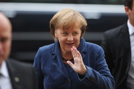 Angela Merkel arrives for the debate in the Bundestag. Johannes Eisele/AFP/Getty Images